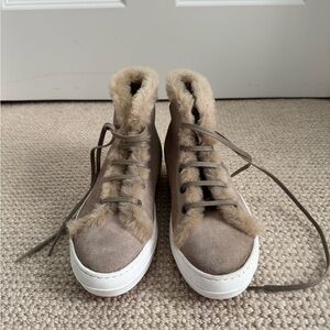 New Theory Suede + Shearling Shoes